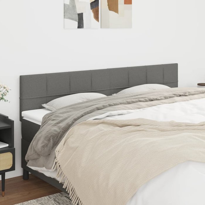 Cabeceros 2 uds gris oscuro 80x5x78/88 cm tela
