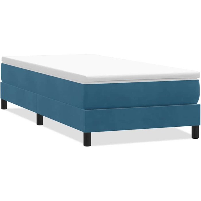 Cama box spring sin colchón terciopelo azul oscuro 90x210 cm — comfortxl