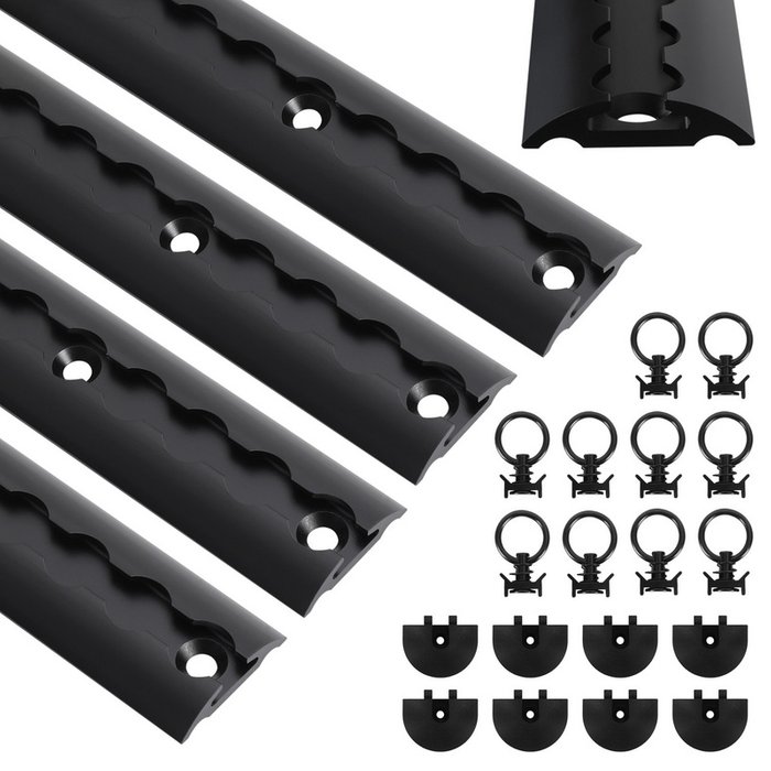 Juego de 4 rieles de amarre con anillas de amarre 100 cm rieles de aluminio