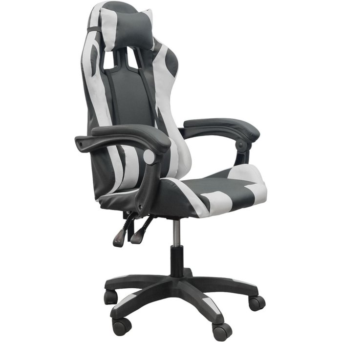 Dasck silla, silla de oficina con reposacabezas y respaldo ajustable - blanco