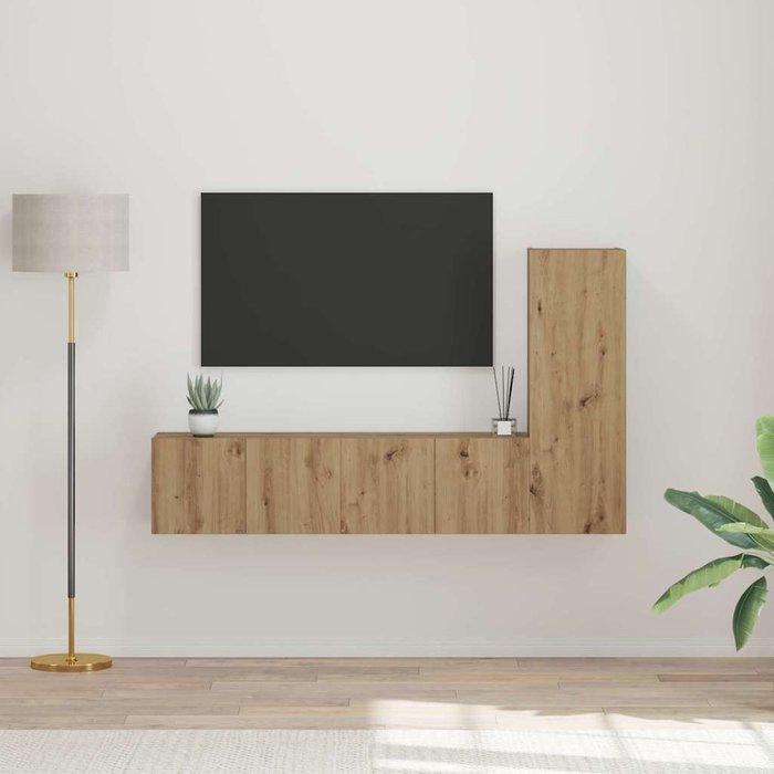 Conjunto de mueble de tv 3 pcs roble artisan 60 x 30 x 30 cm