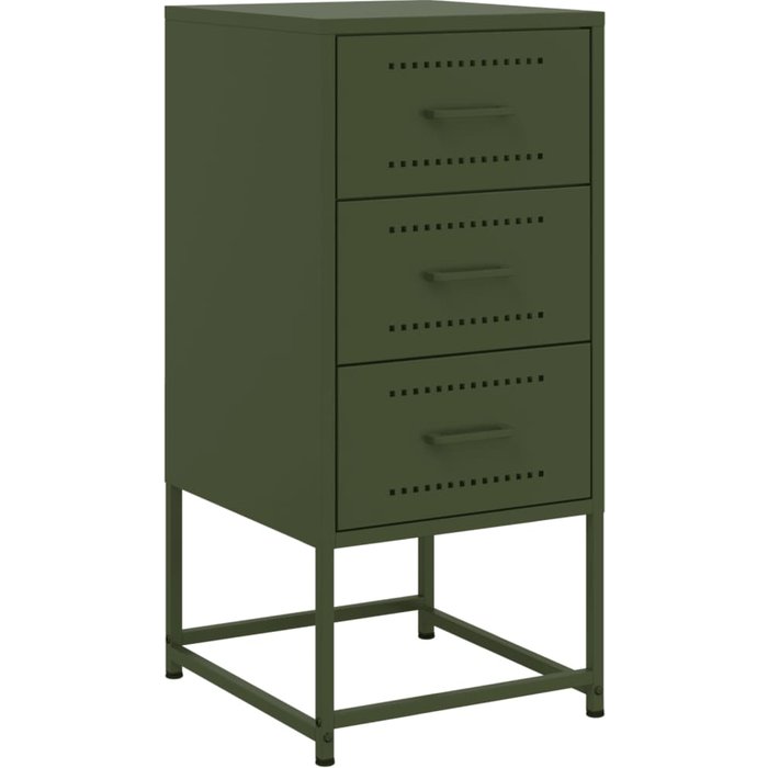 Mesita de noche,mesilla de noche acero verde oliva 36x39x78 cm cfw617238