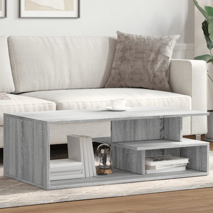 Mesa de centro sonoma gris 102x55x35 cm madera contrachapada