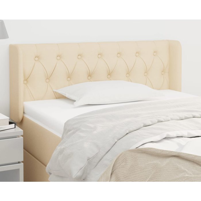 Cabecero de tela color crema 103x16x78/88 cm