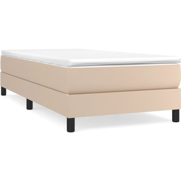 Estructura cama sin colchón cuero sintético capuchino 90x200 cm — comfortxl