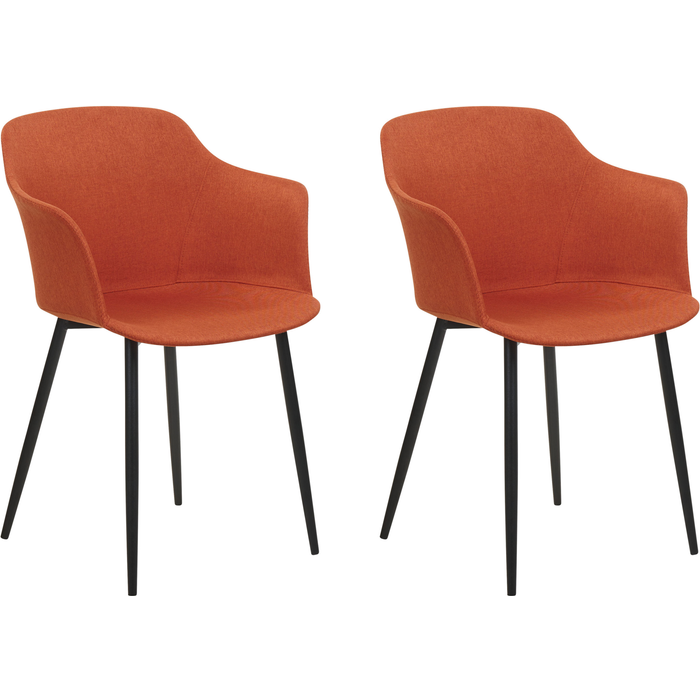 Beliani conjunto de 2 sillas de comedor elim naranja