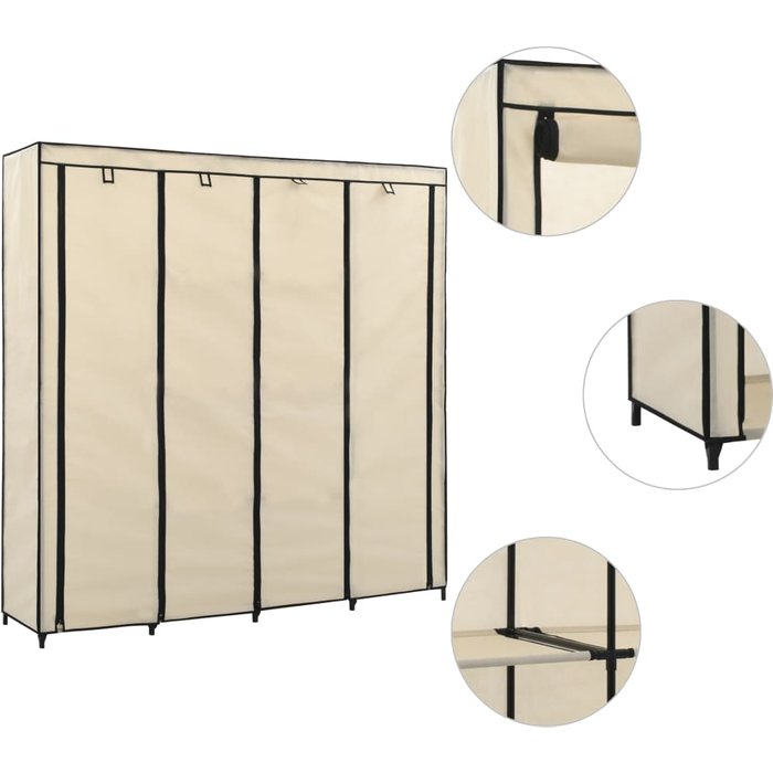 Armario con 4 compartimentos color crema 175x45x170 cm