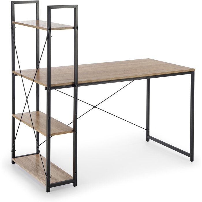 Escritorio loggia con estantes de roble y acero negro