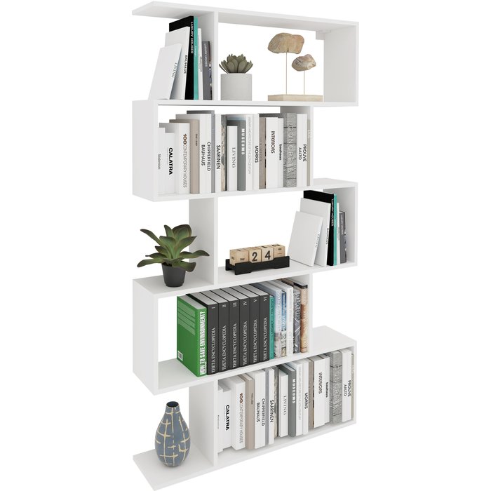 Librería haaus kimo, 5 compartimentos, blanco, 90 x 20 x 160 cm
