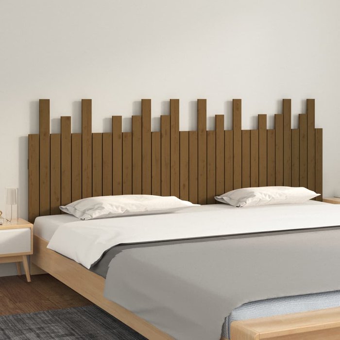 Vidaxl cabecero cama pared madera maciza pino marrón miel 204x3x80 cm