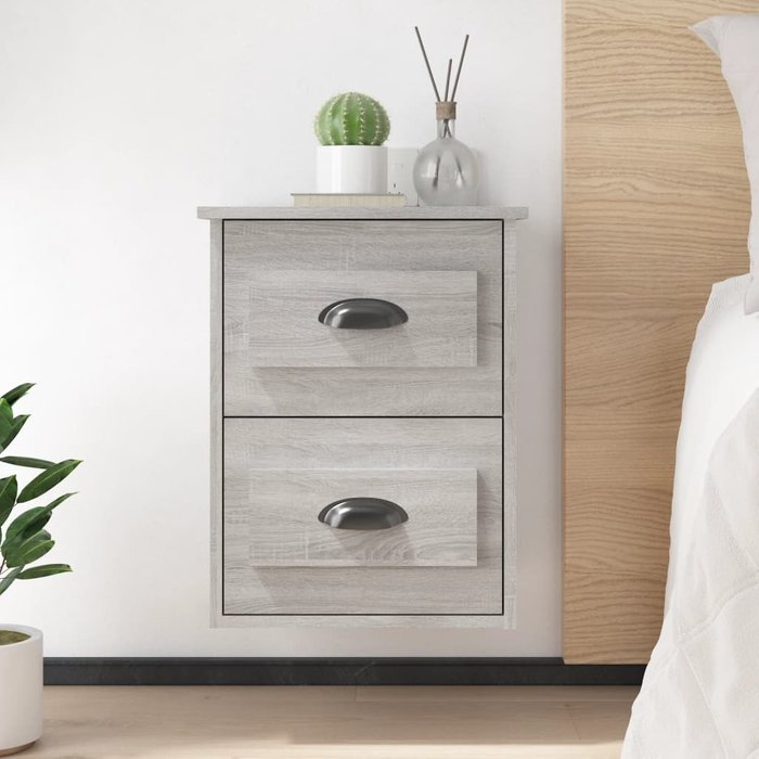 Mesita de noche de pared sonoma gris, 41,5 x 36 x 53 cm