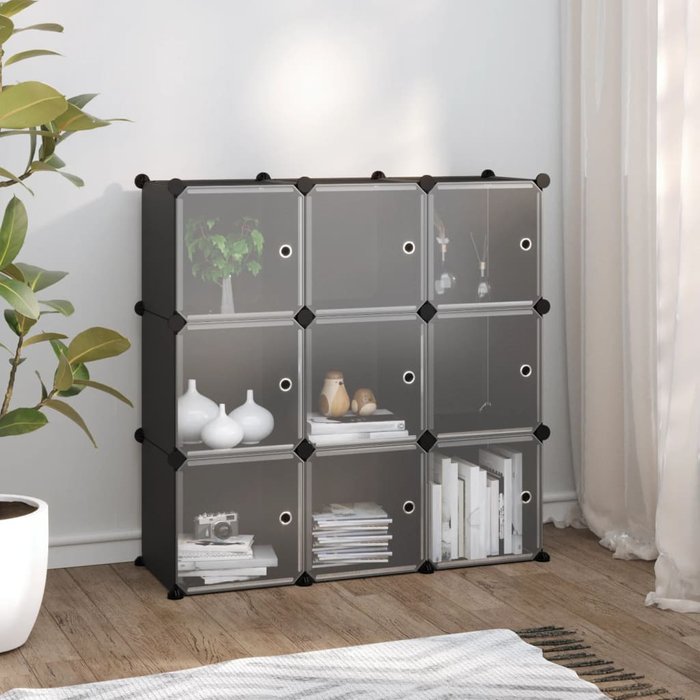 9 cubos de almacenamiento con puertas pp negro