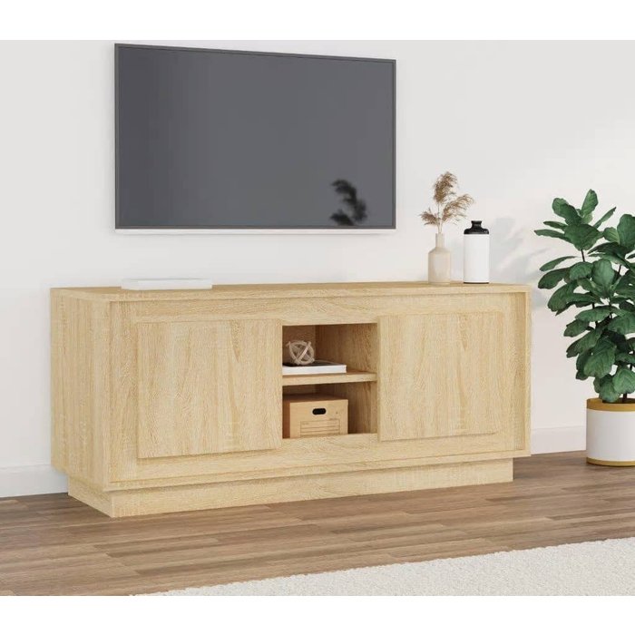 Mueble de tv madera contrachapada roble sonoma 102x35x45 cm - comfortxl