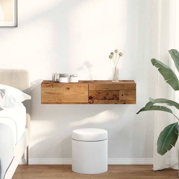 Estante de pared con cajones madera vieja madera contrachapada