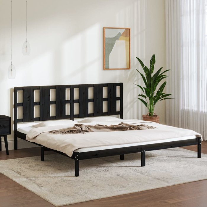 Estructura de cama de madera maciza de pino negra 200x200 cm vidaxl