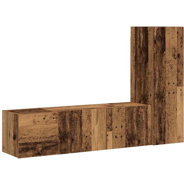 Muebles de tv de pared 3 uds madera vieja madera de ingeniería