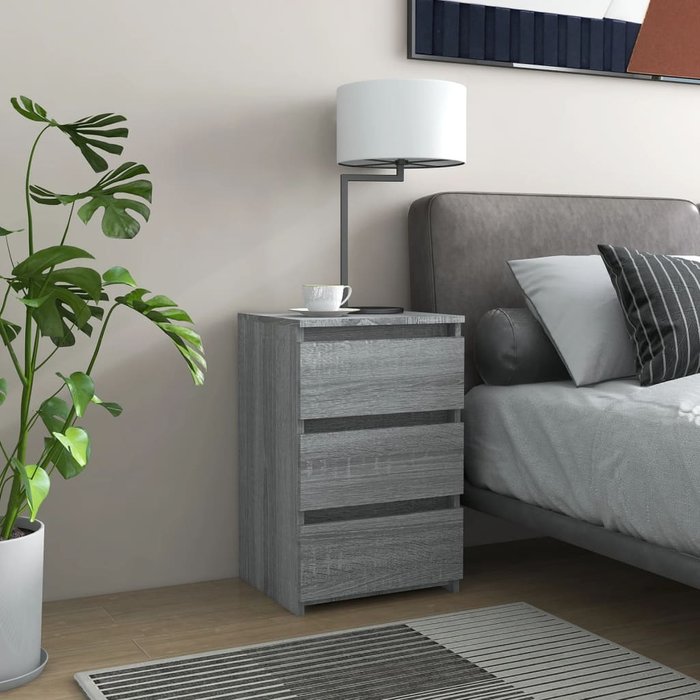 Mesita de noche sonoma, gris, 40x35x62,5 cm, madera de ingeniería.