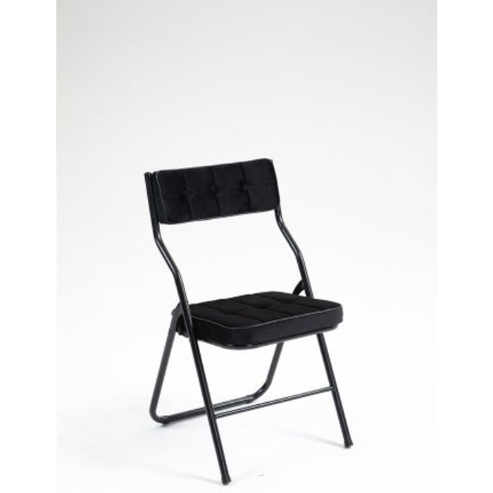 Silla de comedor plegable con cojín, negro