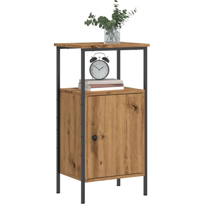 Mesita de noche artesanal de roble 41x31x80 cm de madera contrachapada