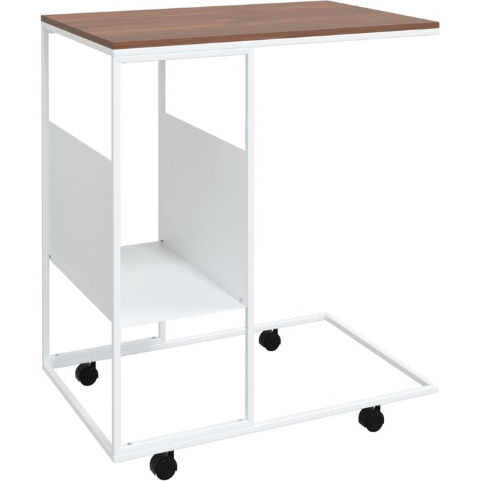 Mesa auxiliar con ruedas madera ingeniería blanco 55x36x63,5 cm - comfortxl