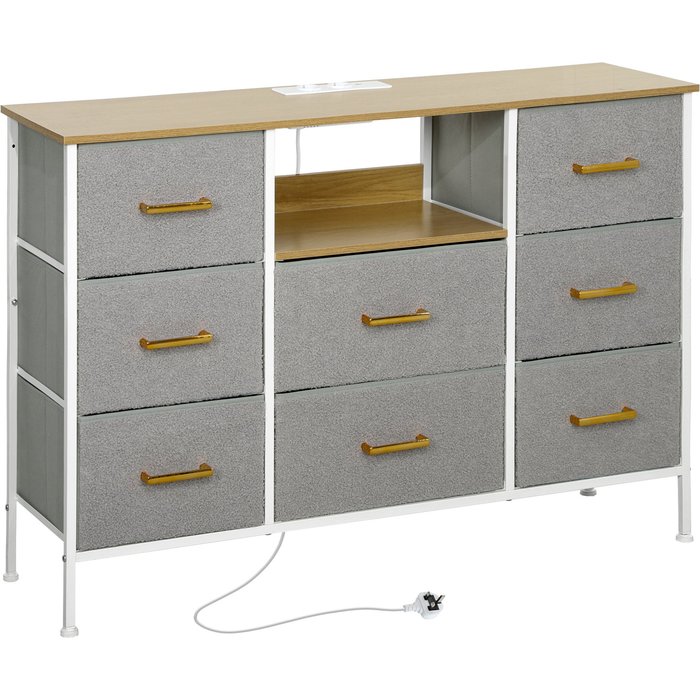 Cajonera de tela homcom borreguito, acero gris 110x30x76 cm 831-979v90gy