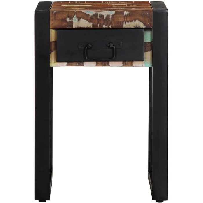 Mesa auxiliar multicolor 35x35x50 cm madera maciza reciclada - comfortxl