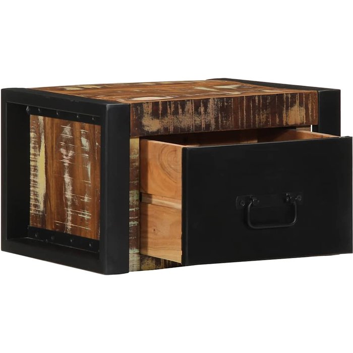 Mesilla de noche multicolor 40x35x25 cm madera maciza reciclada - comfortxl
