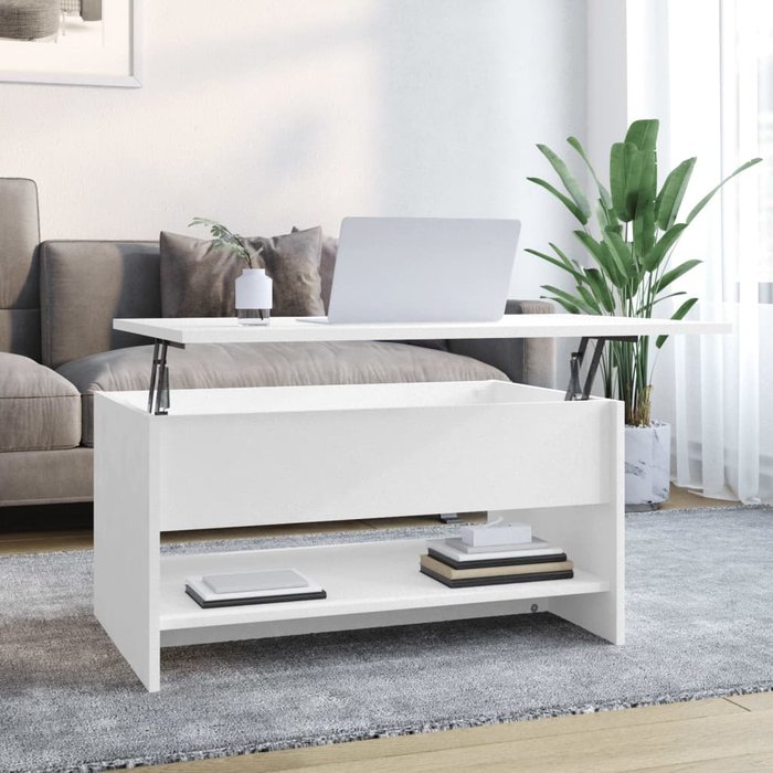 Mesa de centro blanco 80x50x40 cm madera contrachapada