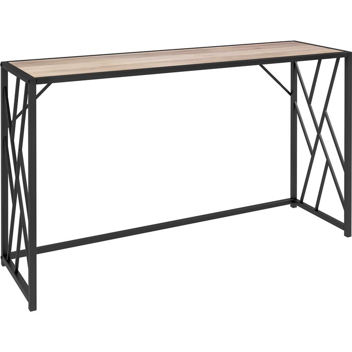 Consola marrón 120x35x75 cm en acero, estilo industrial, mesa de recibidor/sofá