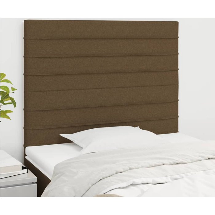 Cabeceros 2 uds marrón oscuro 90x5x78/88 cm tela
