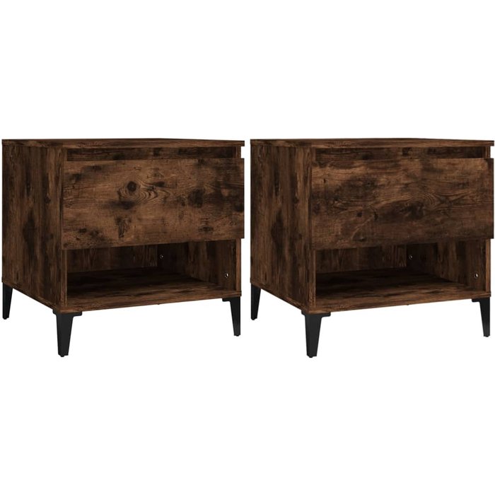 Mesas auxiliares 2 uds contrachapada roble ahumado 50x46x50 cm - comfortxl