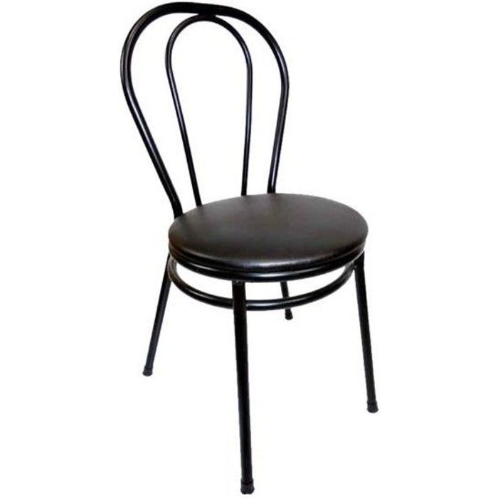 Silla bistrot negra con asiento acolchado negro hobeto 178084