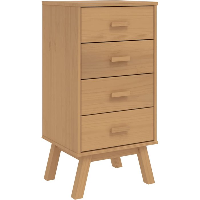 Mesita de noche,mesilla de noche olden madera maciza de pino marrón cfw70061