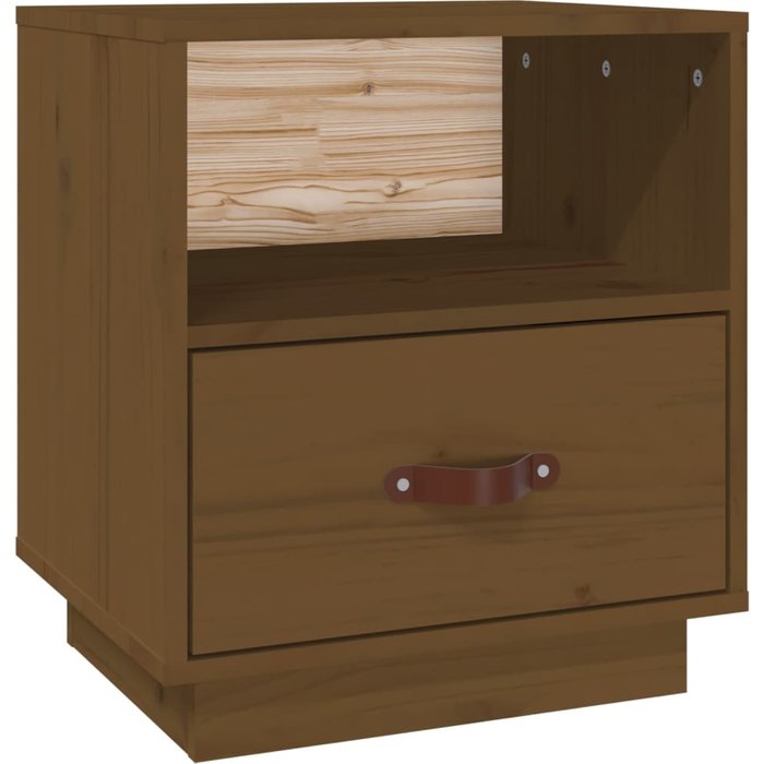 Mesita de noche de madera maciza de pino marrón miel 40x34x45 cm - comfortxl