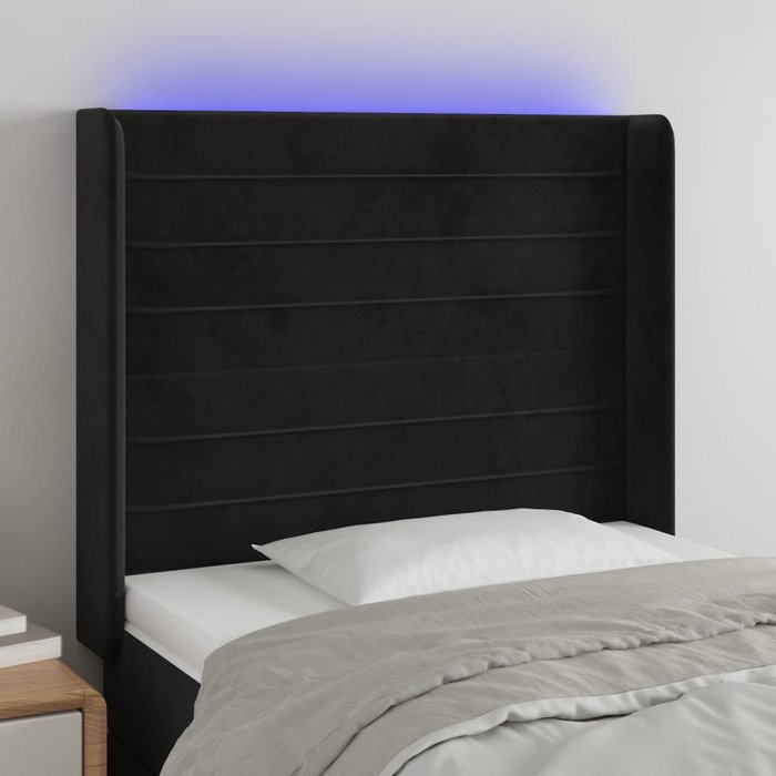 Cabecero led negro 93x16x118/128 cm terciopelo