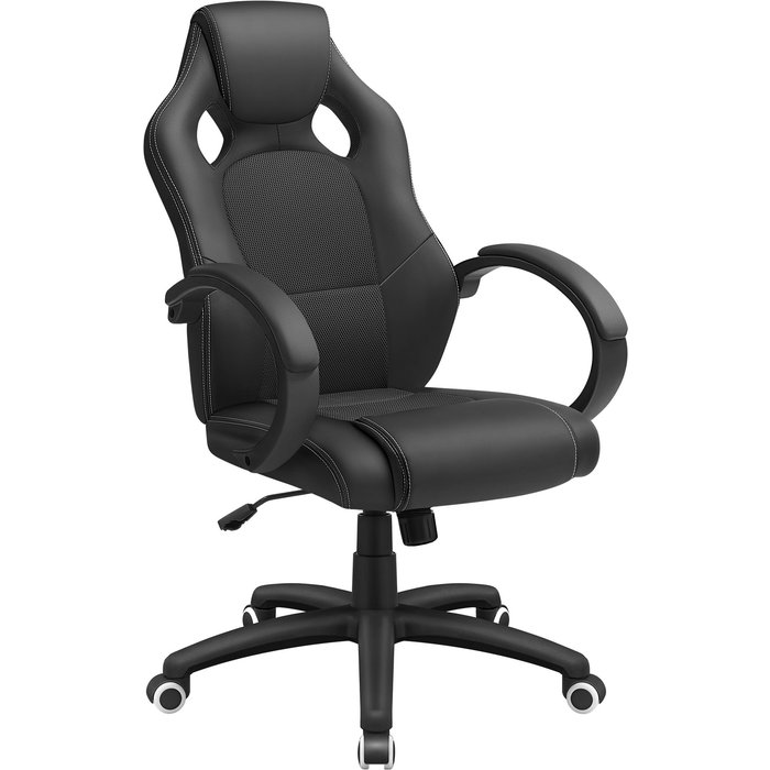 Silla de escritorio de oficina ergonómica regulable con ruedas, negro
