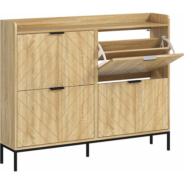 Zapatero estrecho homcom melamina de madera roble 110x23,5x95,5 cm 837-575v00ak