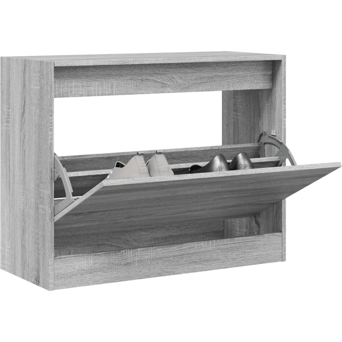 Zapatero de madera de ingeniería gris sonoma 80x34x63 cm - comfortxl