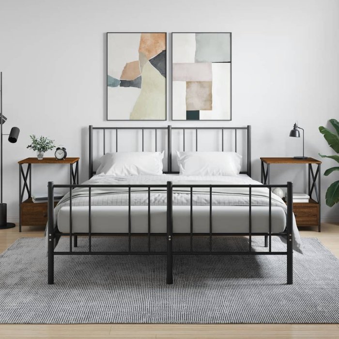 Mesitas de noche de 2 piezas, roble marrón, 50x41x65 cm, madera de ingeniería.