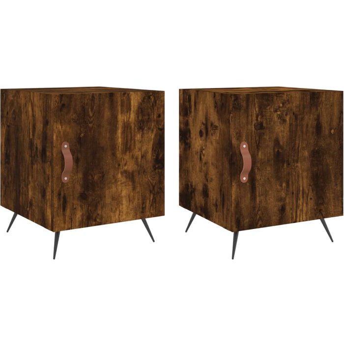 Mesitas de noche 2 piezas roble ahumado 40x40x50 cm madera contrachapada