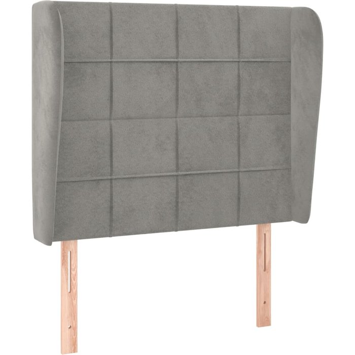 Cabecero con orejas de terciopelo gris claro 103x23x118/128 cm - comfortxl