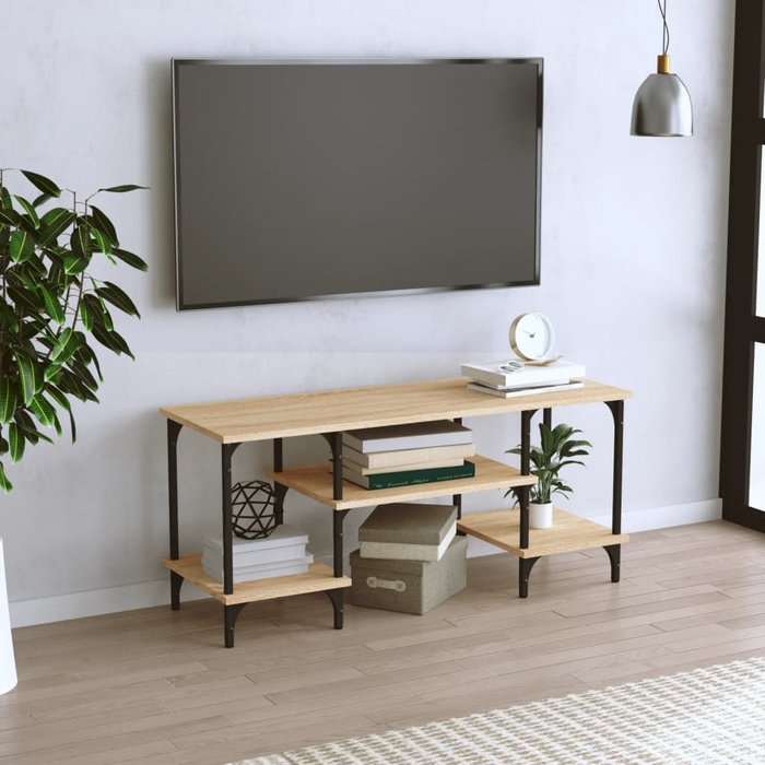 Mueble de tv de roble sonoma, 102 x 35 x 45,5 cm, madera de ingeniería