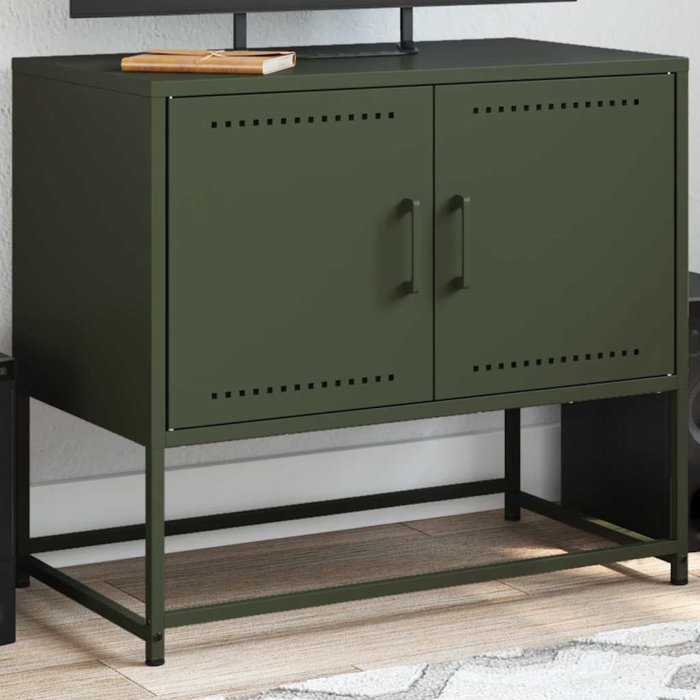 Mueble para tv de acero verde oliva 68,5x39x60,5 cm vidaxl