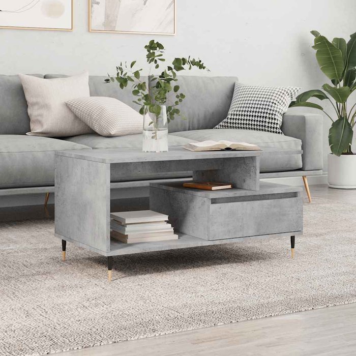 Maison exclusive - mesa de centro madera contrachapada gris hormigón 90x49x45 cm