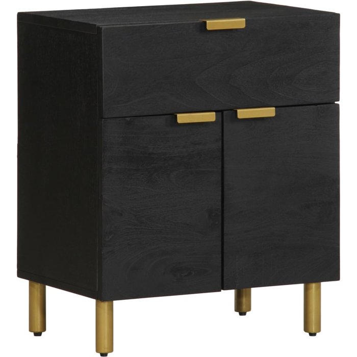 Mesita de noche madera de ingeniería negra 50x33x60 cm