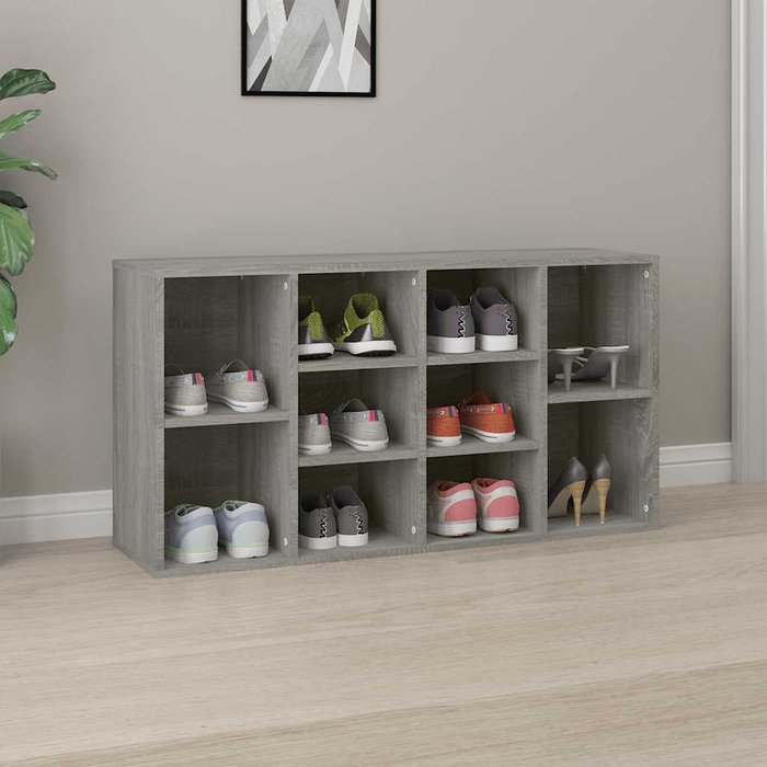 Banco zapatero sonoma gris, 103x30x55 cm, madera de ingeniería.