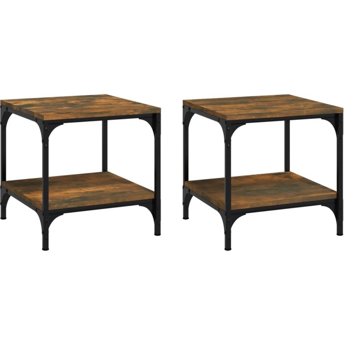 Mesas auxiliares 2 uds contrachapada roble ahumado 40x40x40 cm - comfortxl