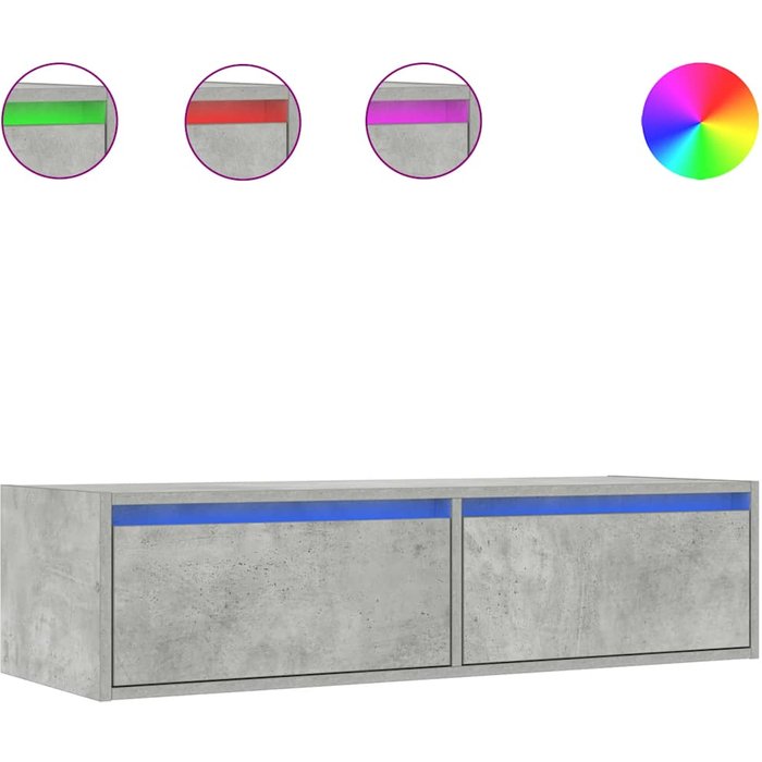 Mueble de tv con luces led gris hormigón 100x35,5x25 cm - comfortxl