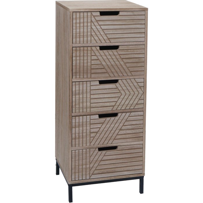 Cómoda de 5 cajones con diseño 3d 84x35x29 cm madera y metal 04_0009739