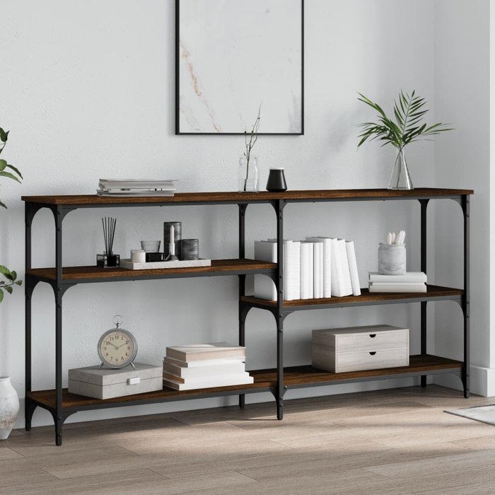 Consola de roble marrón, 160x29x75 cm, madera de ingeniería.